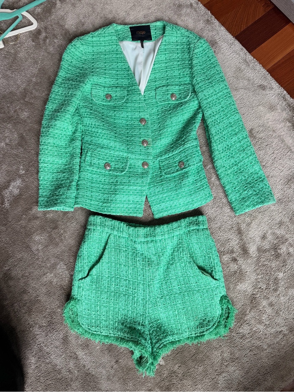 Maje Seafoam Green Tweed Jacket